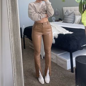 Abercrombie Vegan Leather Split Hem Pant Curve Love